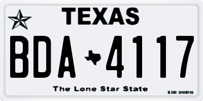TX license plate BDA4117