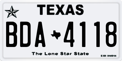 TX license plate BDA4118