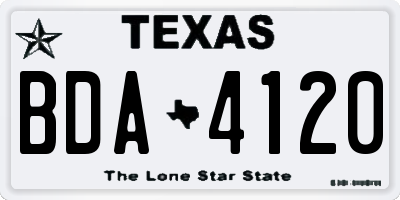 TX license plate BDA4120