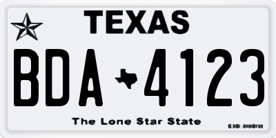 TX license plate BDA4123