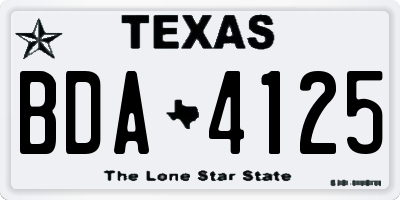 TX license plate BDA4125