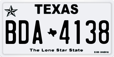 TX license plate BDA4138