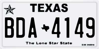 TX license plate BDA4149