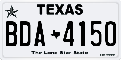 TX license plate BDA4150