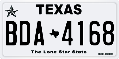 TX license plate BDA4168