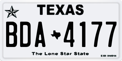 TX license plate BDA4177