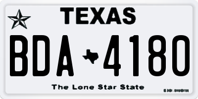 TX license plate BDA4180