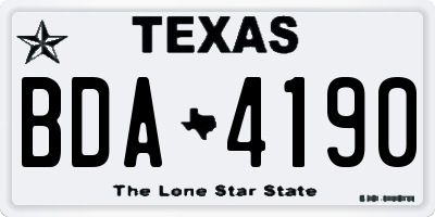 TX license plate BDA4190