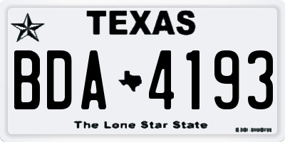 TX license plate BDA4193
