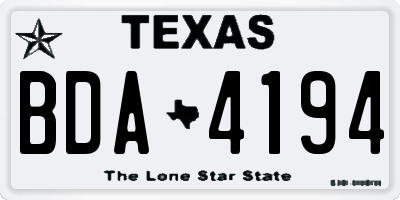 TX license plate BDA4194
