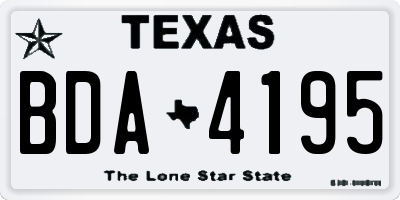 TX license plate BDA4195