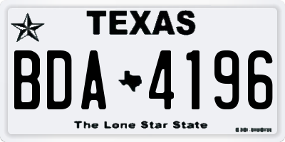 TX license plate BDA4196