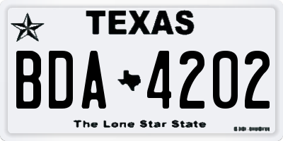 TX license plate BDA4202