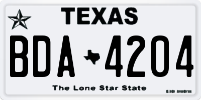 TX license plate BDA4204