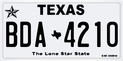 TX license plate BDA4210