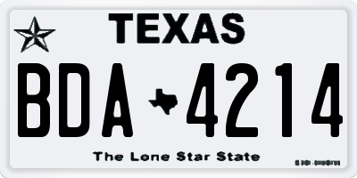 TX license plate BDA4214