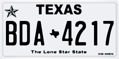 TX license plate BDA4217