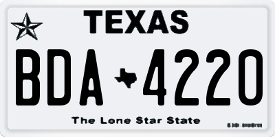 TX license plate BDA4220