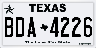 TX license plate BDA4226