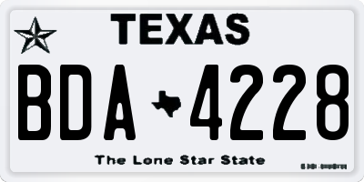 TX license plate BDA4228