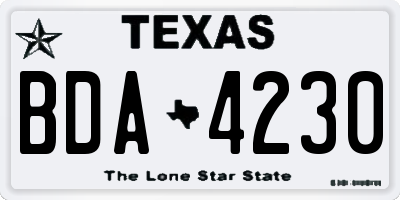 TX license plate BDA4230