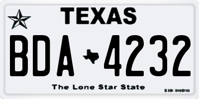 TX license plate BDA4232