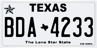 TX license plate BDA4233