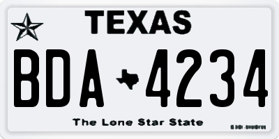 TX license plate BDA4234