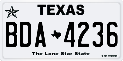TX license plate BDA4236