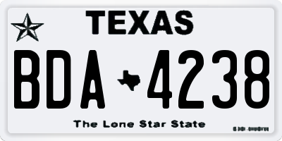 TX license plate BDA4238