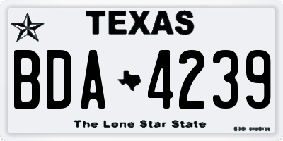 TX license plate BDA4239