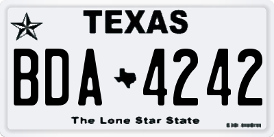 TX license plate BDA4242