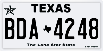 TX license plate BDA4248