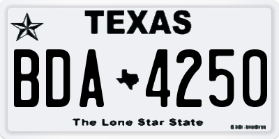TX license plate BDA4250