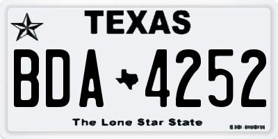 TX license plate BDA4252