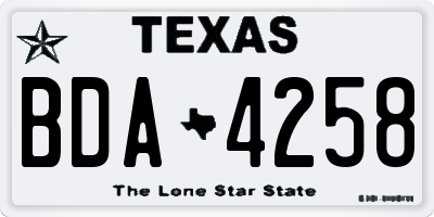 TX license plate BDA4258