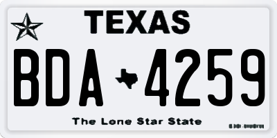 TX license plate BDA4259