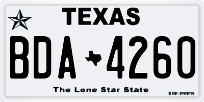 TX license plate BDA4260