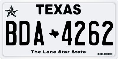 TX license plate BDA4262