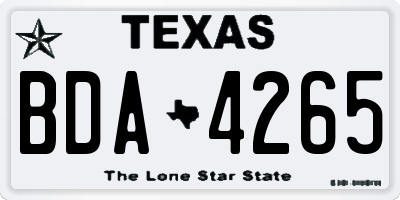 TX license plate BDA4265