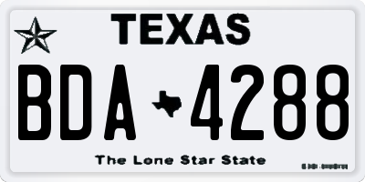 TX license plate BDA4288