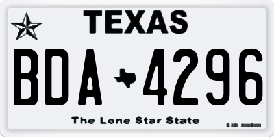 TX license plate BDA4296