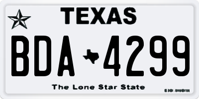 TX license plate BDA4299