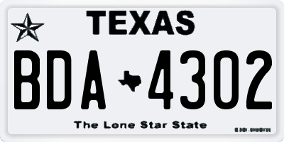 TX license plate BDA4302