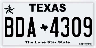 TX license plate BDA4309