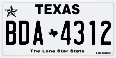 TX license plate BDA4312