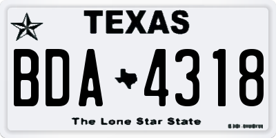 TX license plate BDA4318