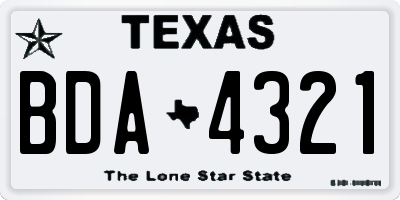 TX license plate BDA4321
