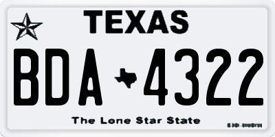 TX license plate BDA4322