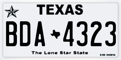 TX license plate BDA4323